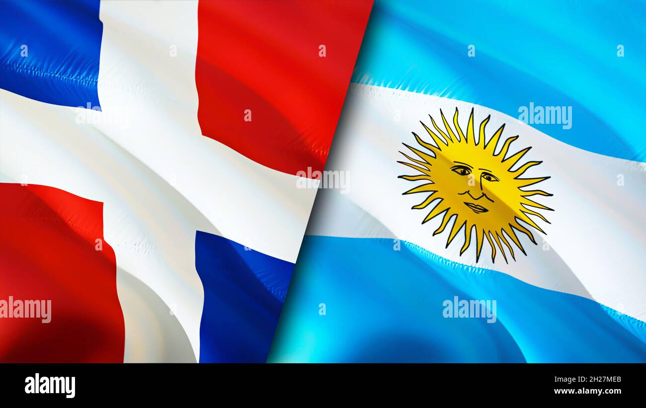 Dominicana and Argentina flags. 3D Waving flag design. Argentina ...