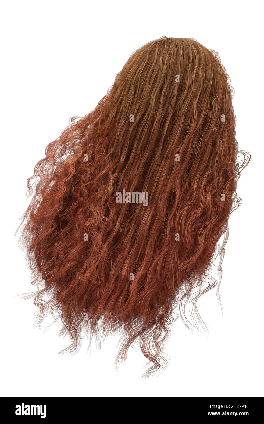 Long curly red hair on isolated white background, 3d render, 3d  illustration Stock Photo - Alamy