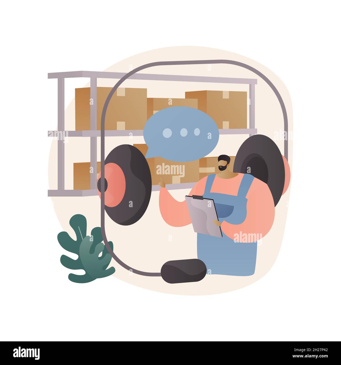 Warehouse voice tasking abstract concept vector illustration. Stock Vector