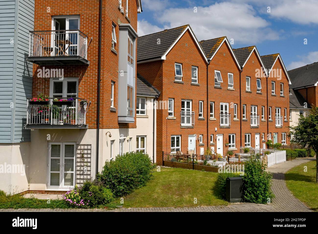 Poole, Dorset, England June 2021 Exterior of a block of flats and