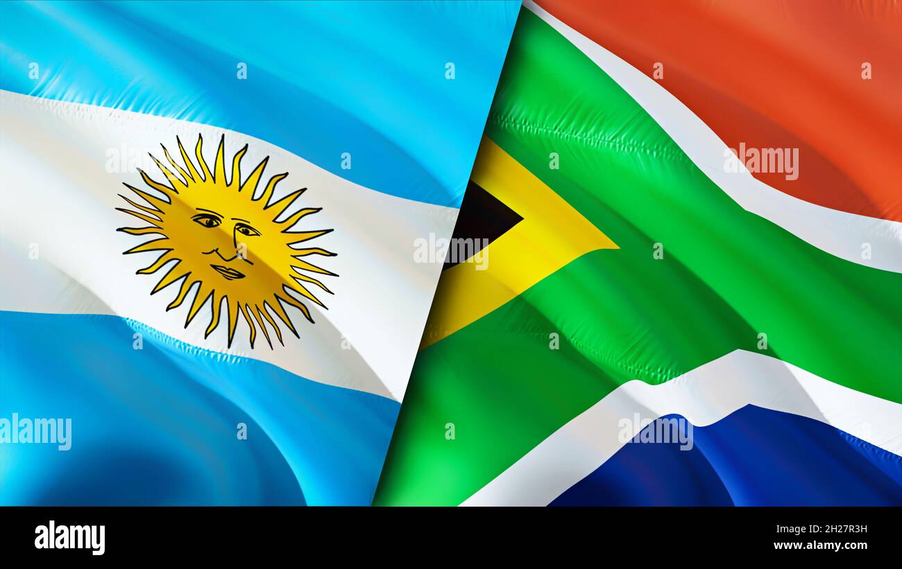Argentina and South Africa flags. 3D Waving flag design. Argentina ...
