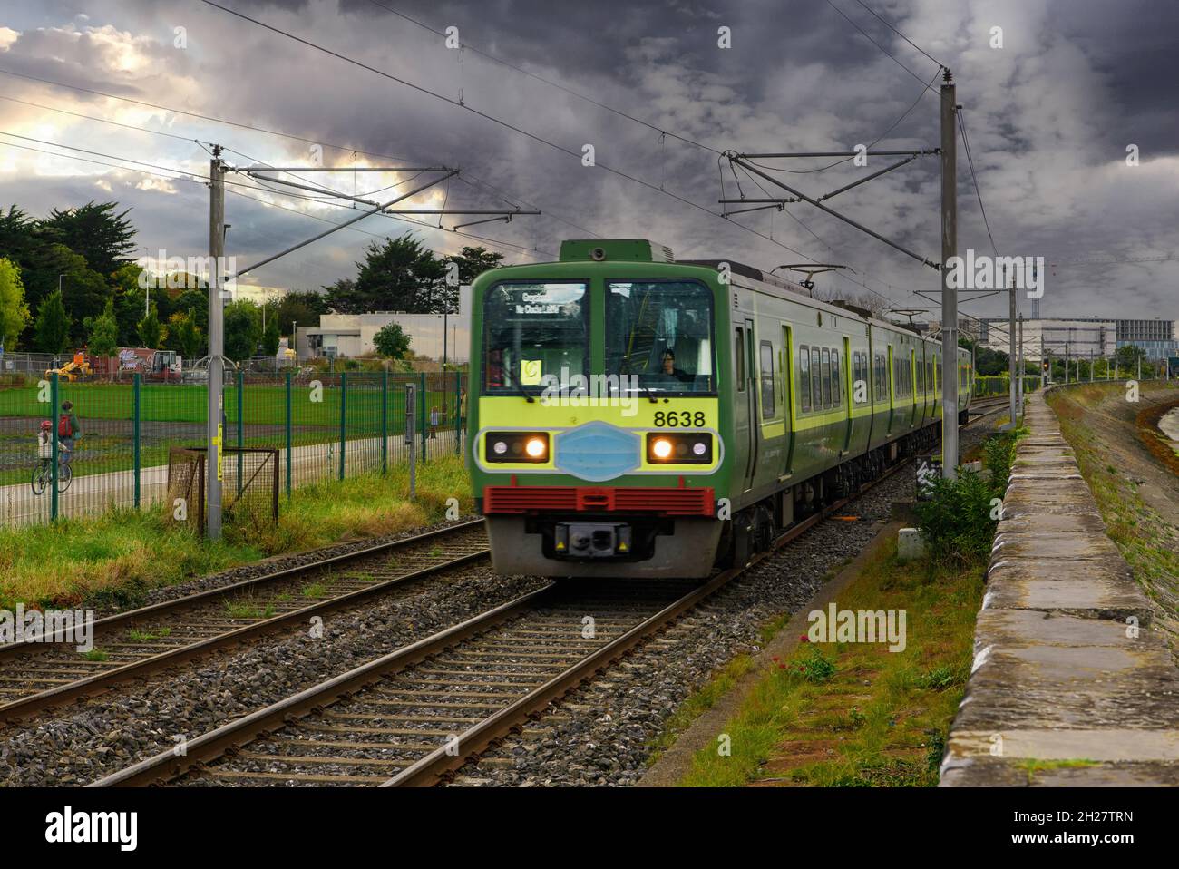 Dublin DART train in action Stock Photo