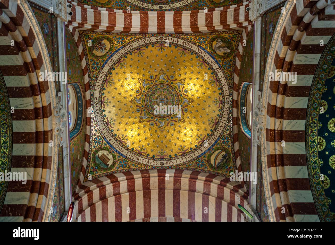 Interior of the Notre-Dame de La Garde basilica, in Byzantine Renaissance style, Marseilles, Provence, France Stock Photo