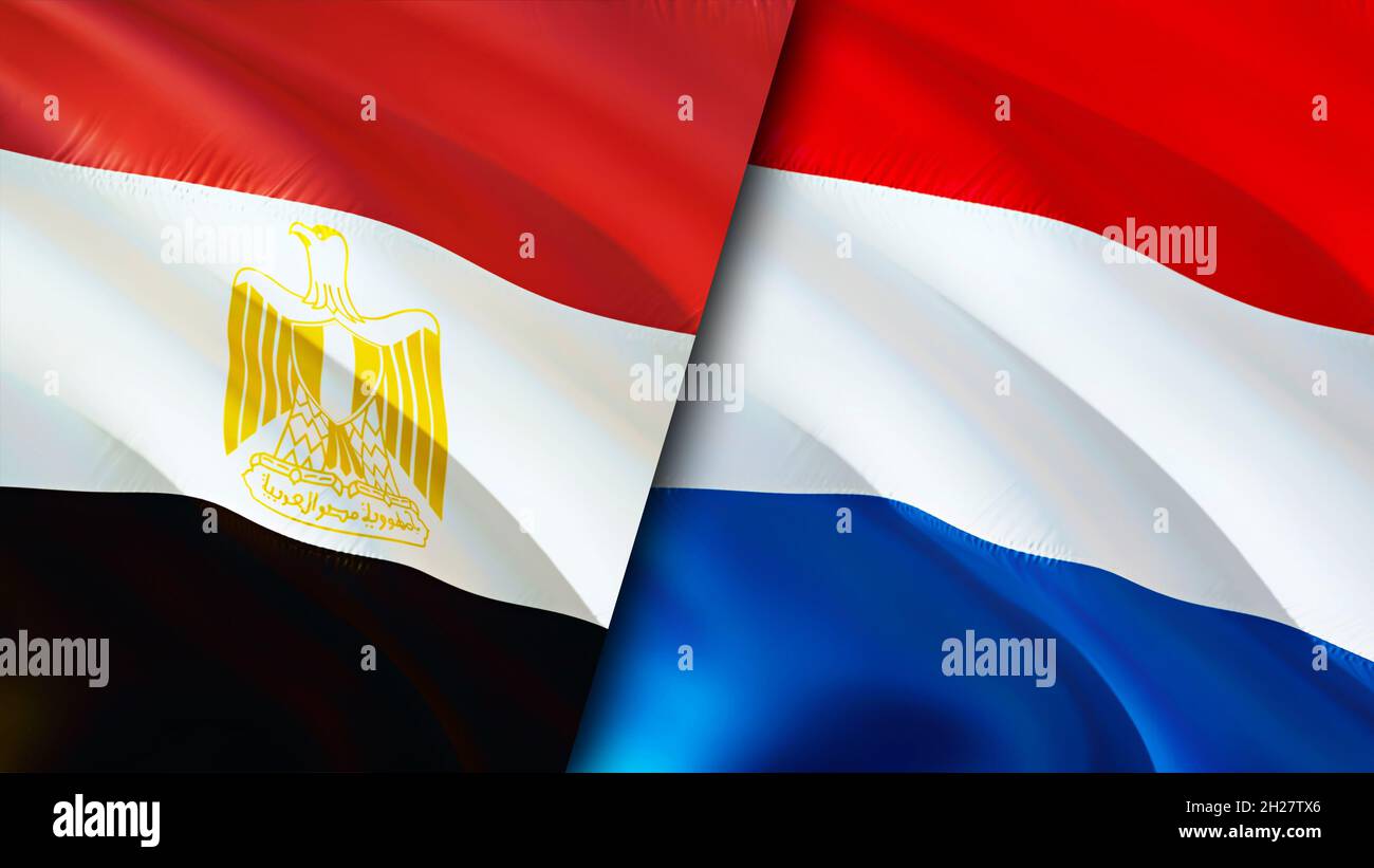 Egypt and Netherlands flags. 3D Waving flag design. Netherlands Egypt flag,  picture, wallpaper. Egypt vs Netherlands image,3D rendering. Egypt Netherl  Stock Photo - Alamy