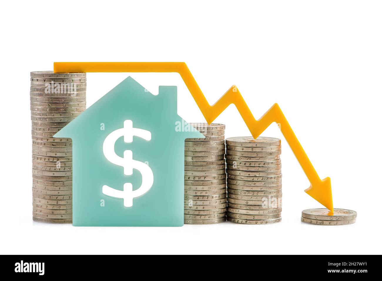 Inflation and the economic crisis. Real estate market crash isolate on