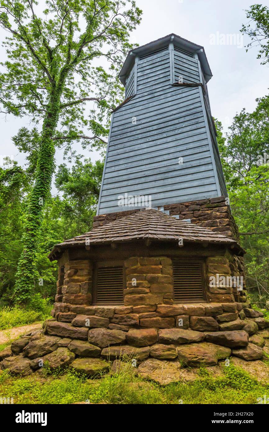 Rustic water tower built by the CCC using a ramjet pump from an artesian well in Palmetto State
