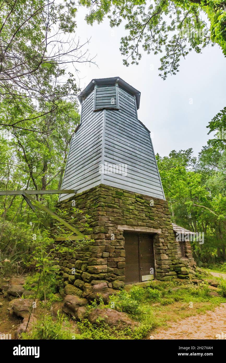 Rustic water tower built by the CCC using a ramjet pump from an artesian well in Palmetto State