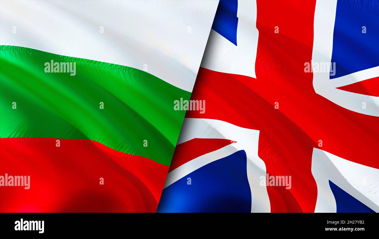 Bulgaria and United Kingdom flags. 3D Waving flag design. Bulgaria United  Kingdom flag, picture, wallpaper. Bulgaria vs United Kingdom image,3D  render Stock Photo - Alamy