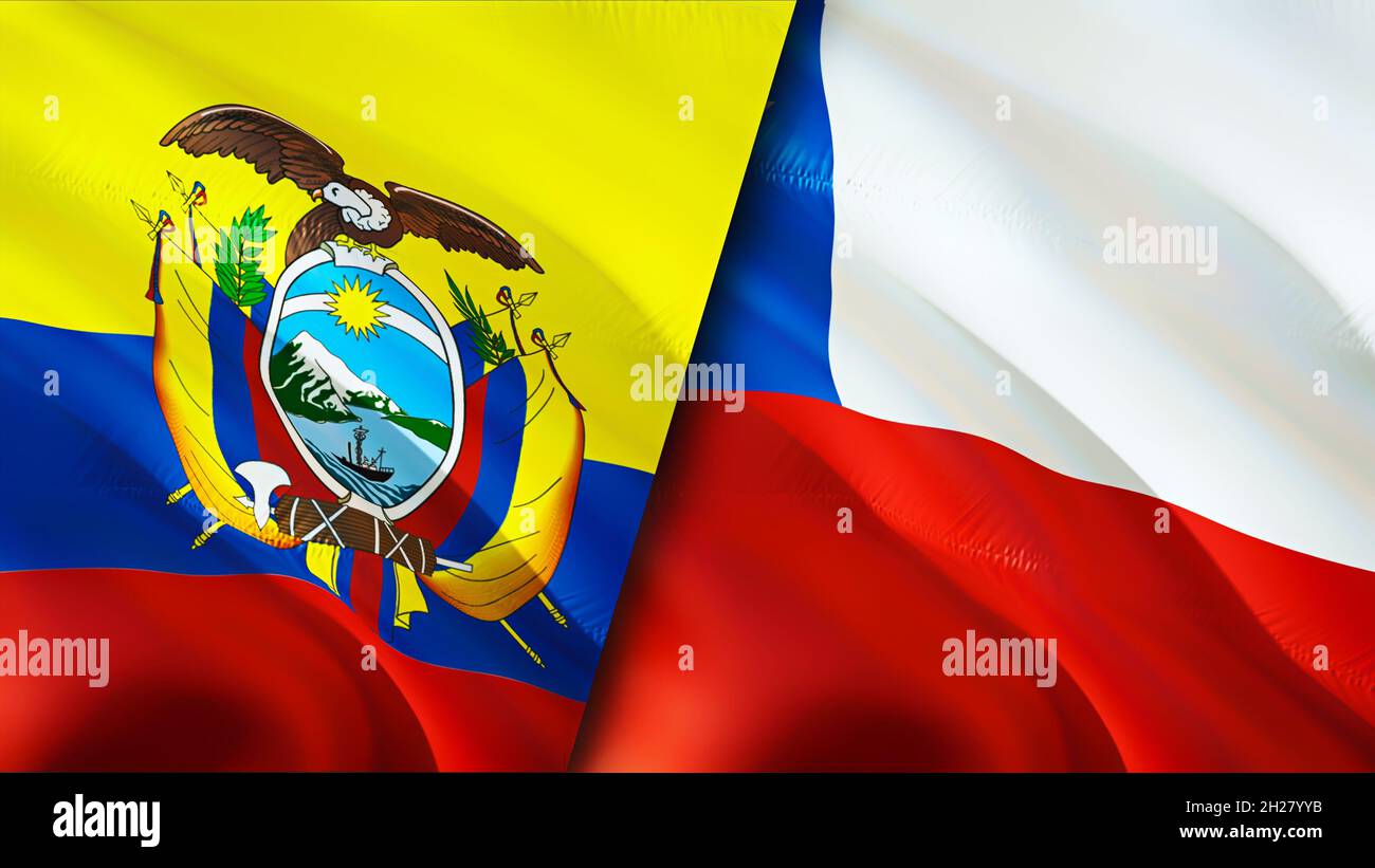 Ecuador and Chile flags. 3D Waving flag design. Ecuador Chile flag