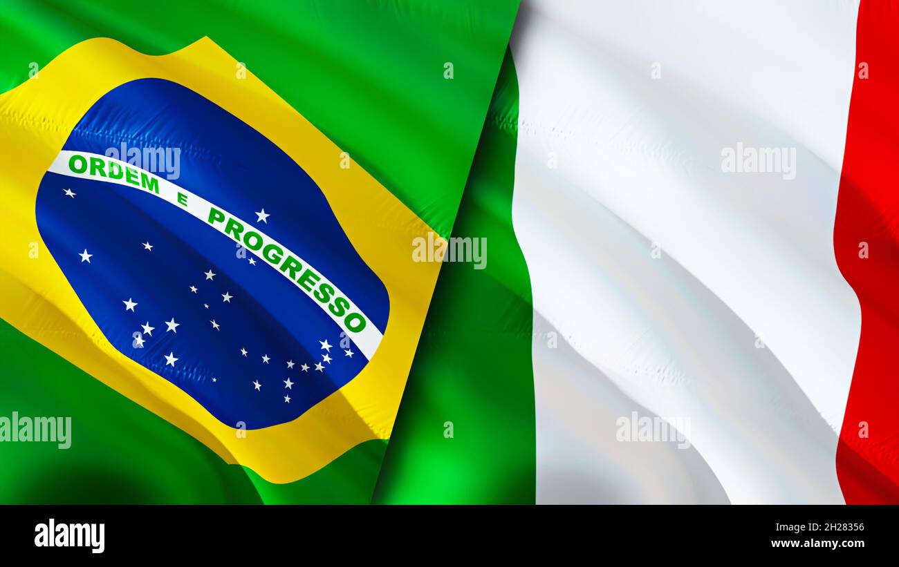 Brazil and Italy flags. 3D Waving flag design. Brazil Italy flag, picture, wallpaper. Brazil vs Brazil and Italy flags. 3D Waving flag design. Brazil Italy flag, picture, wallpaper. Brazil vs