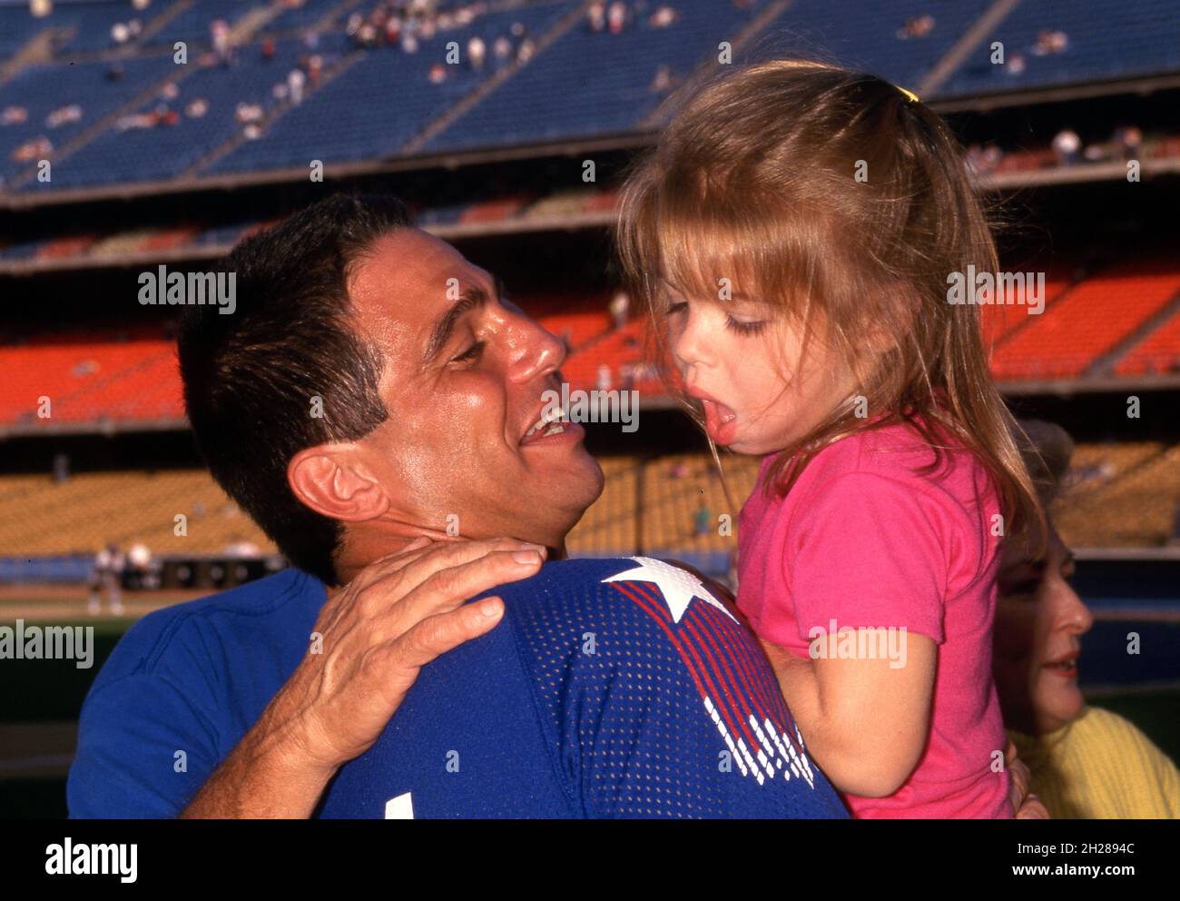 Tony Danza and Katie Danza during Hollywood Stars Baseball Game at Dodgers Stadium in Los Angeles, California on August 17, 1991 Credit: Ralph Dominguez/MediaPunch Stock Photo