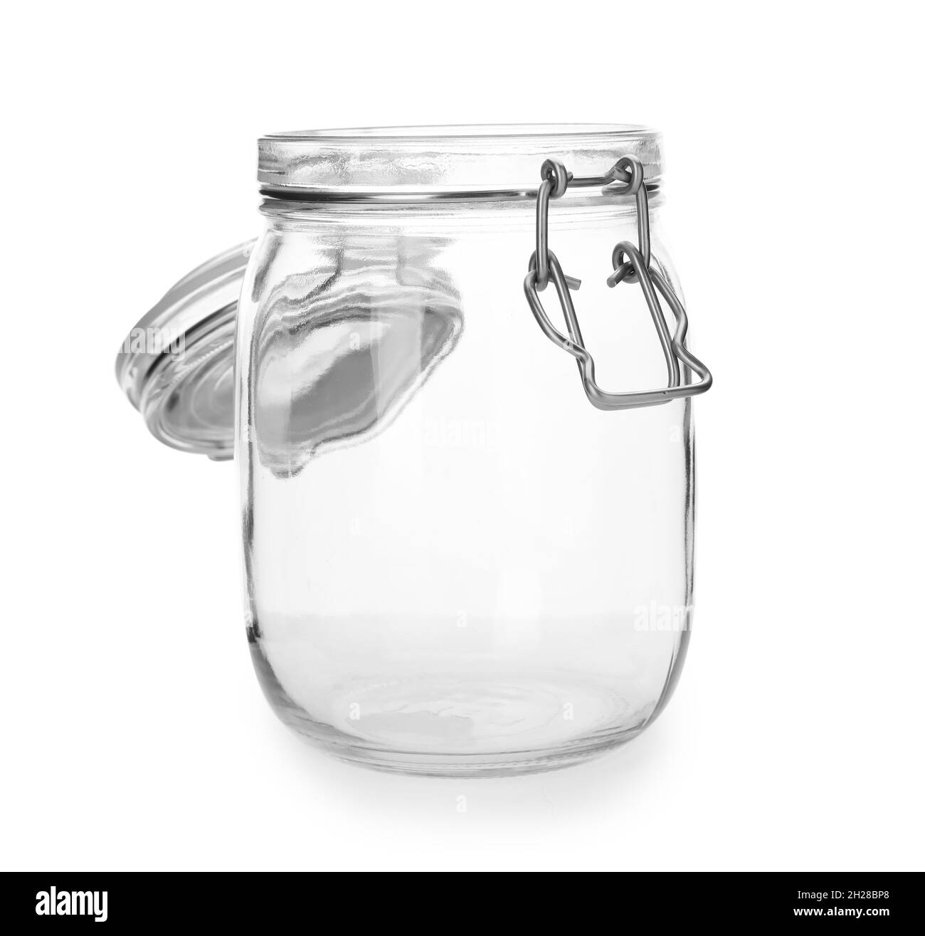 Empty glass jar on white background Stock Photo Alamy