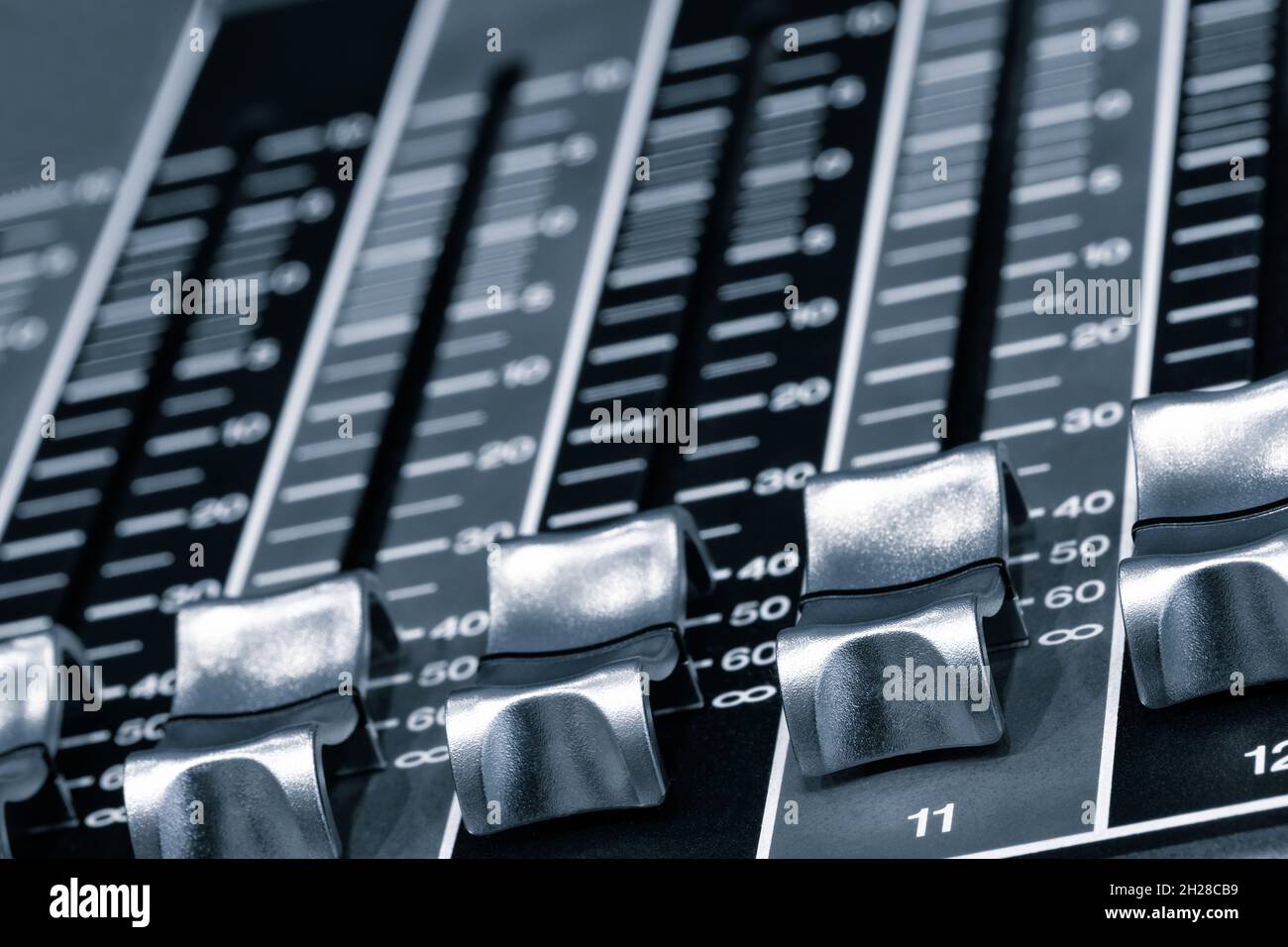 Audio sound DJ mixer control panel remote for music keyboard. close up view macro closeup Stock