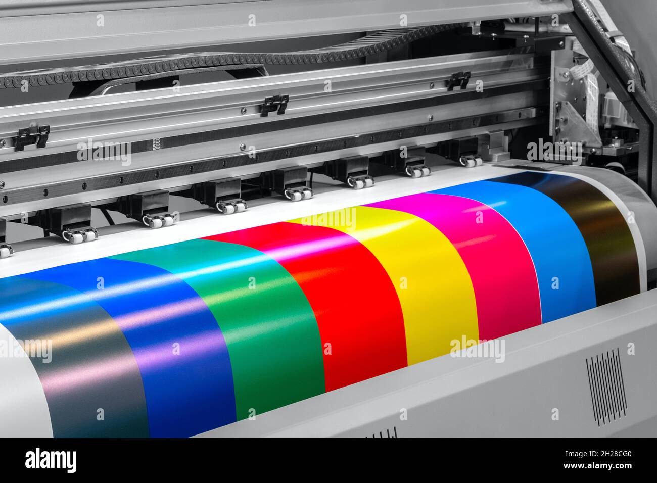 Wideformat inkjet printer, prints color stripes for proofing Stock