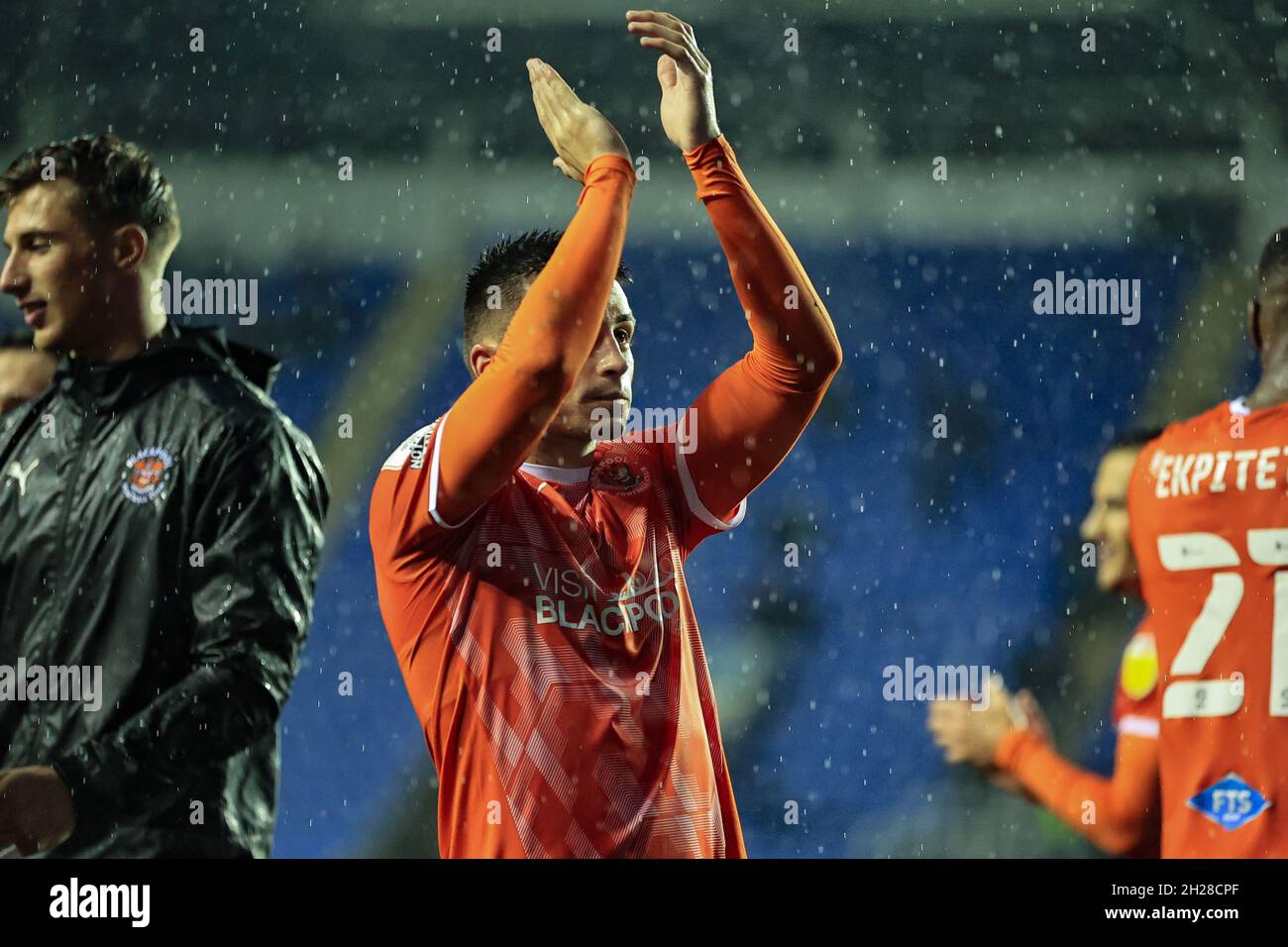 Owen Dale 7 0f Blackpool celebrates the 23 win with the fans Stock
