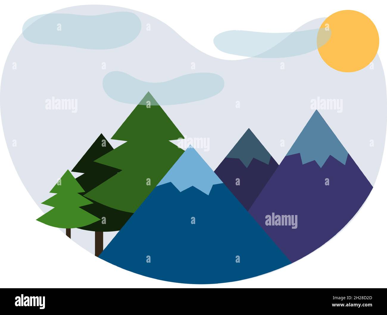 Vector mountain forest landscape nature view icon Stock Vector Image ...