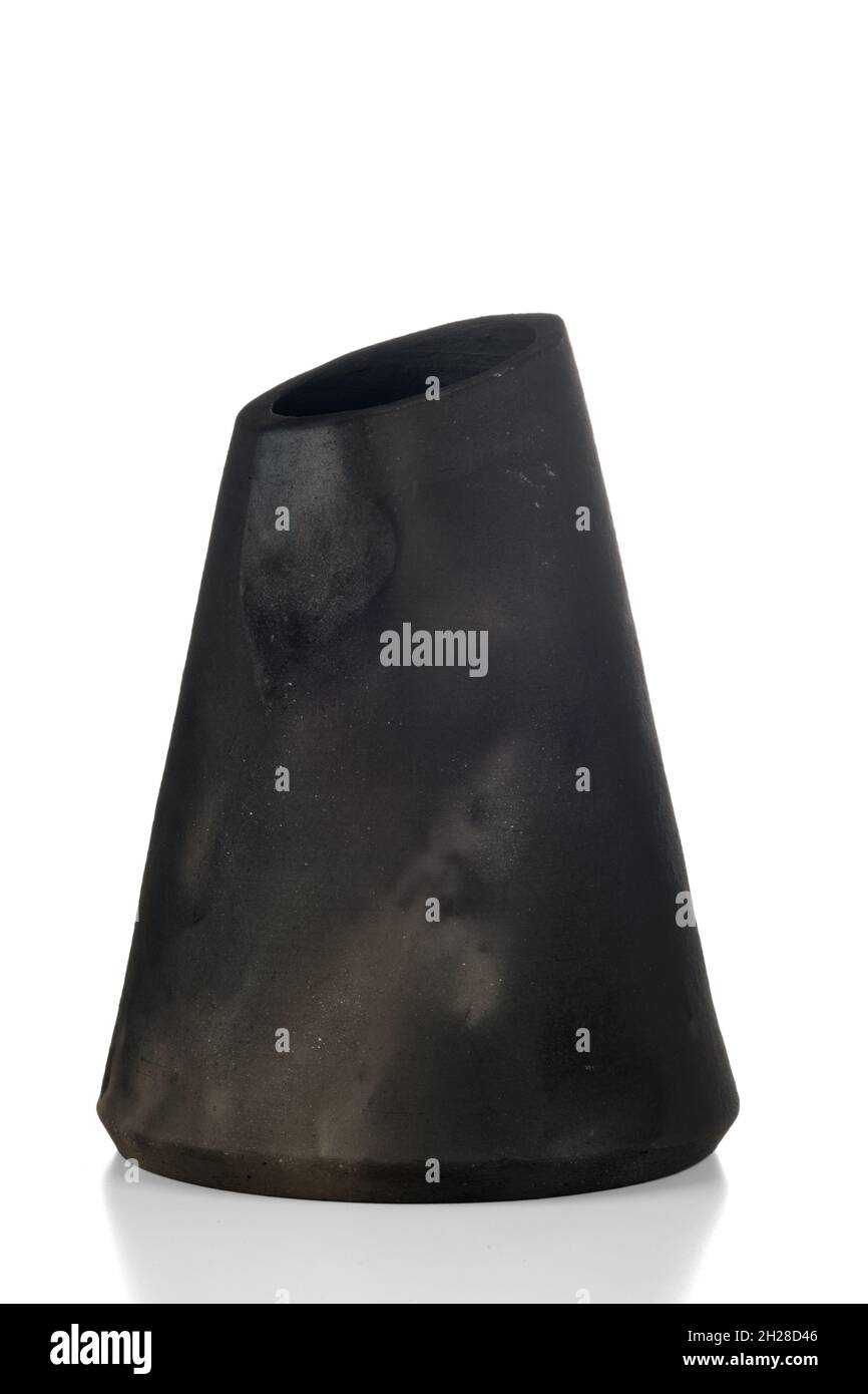 Modern design black ceramic vase isolated on white background Stock ...