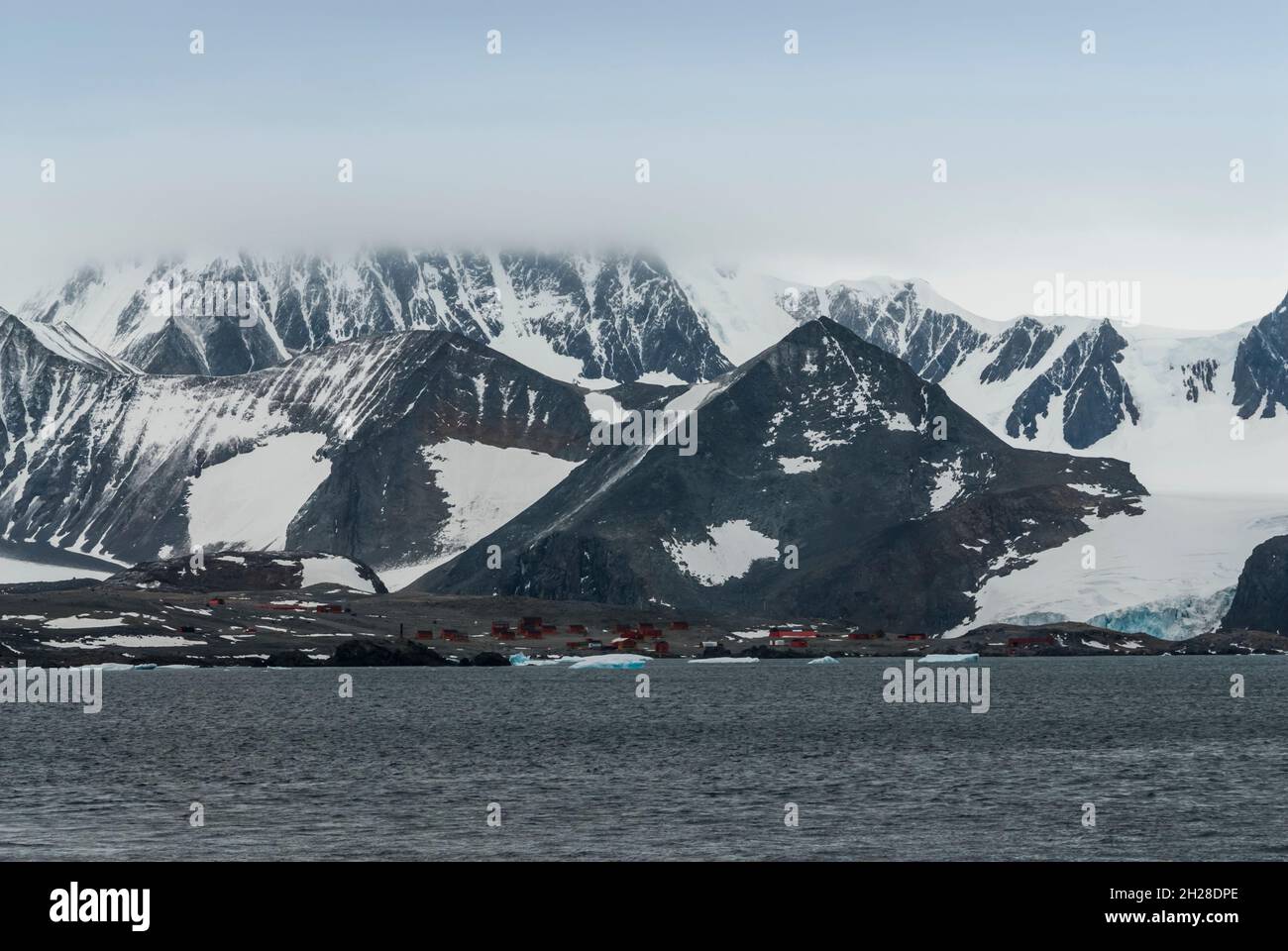 Antarctic base landscape, Antarctic peninsula. Stock Photo
