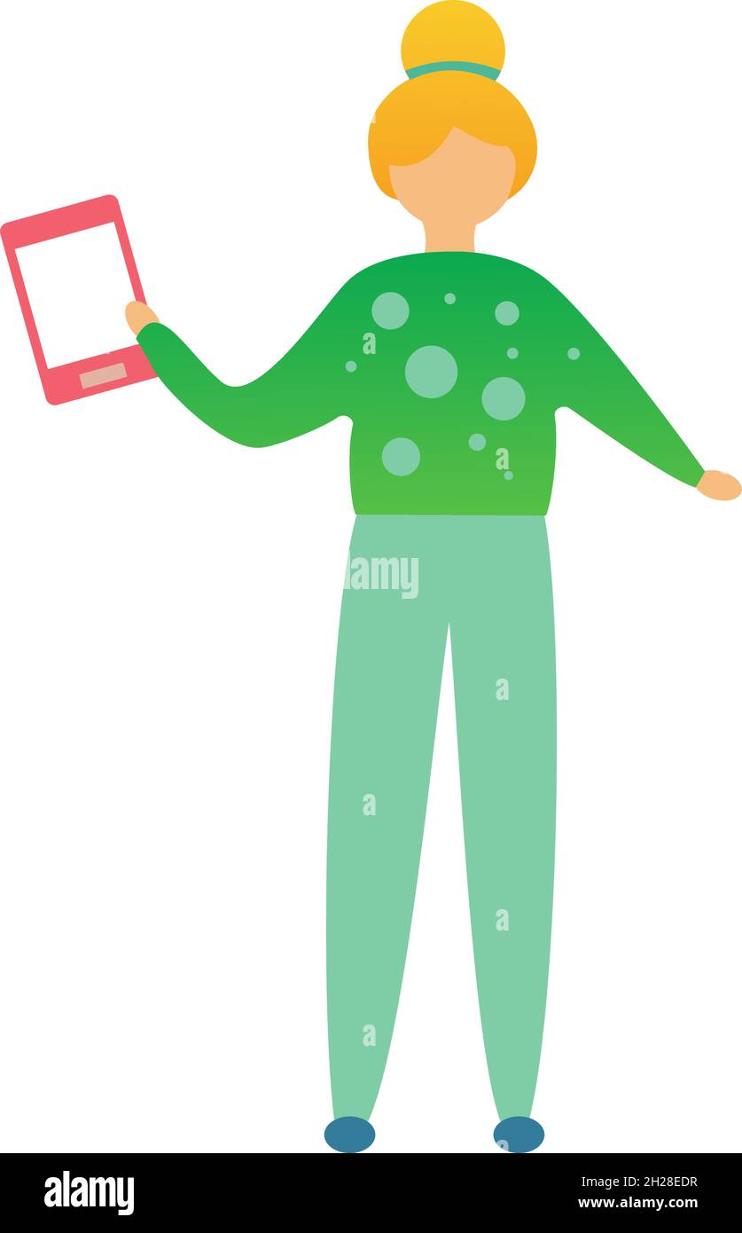 Vector woman character hold smartphone flat icon Stock Vector Image ...