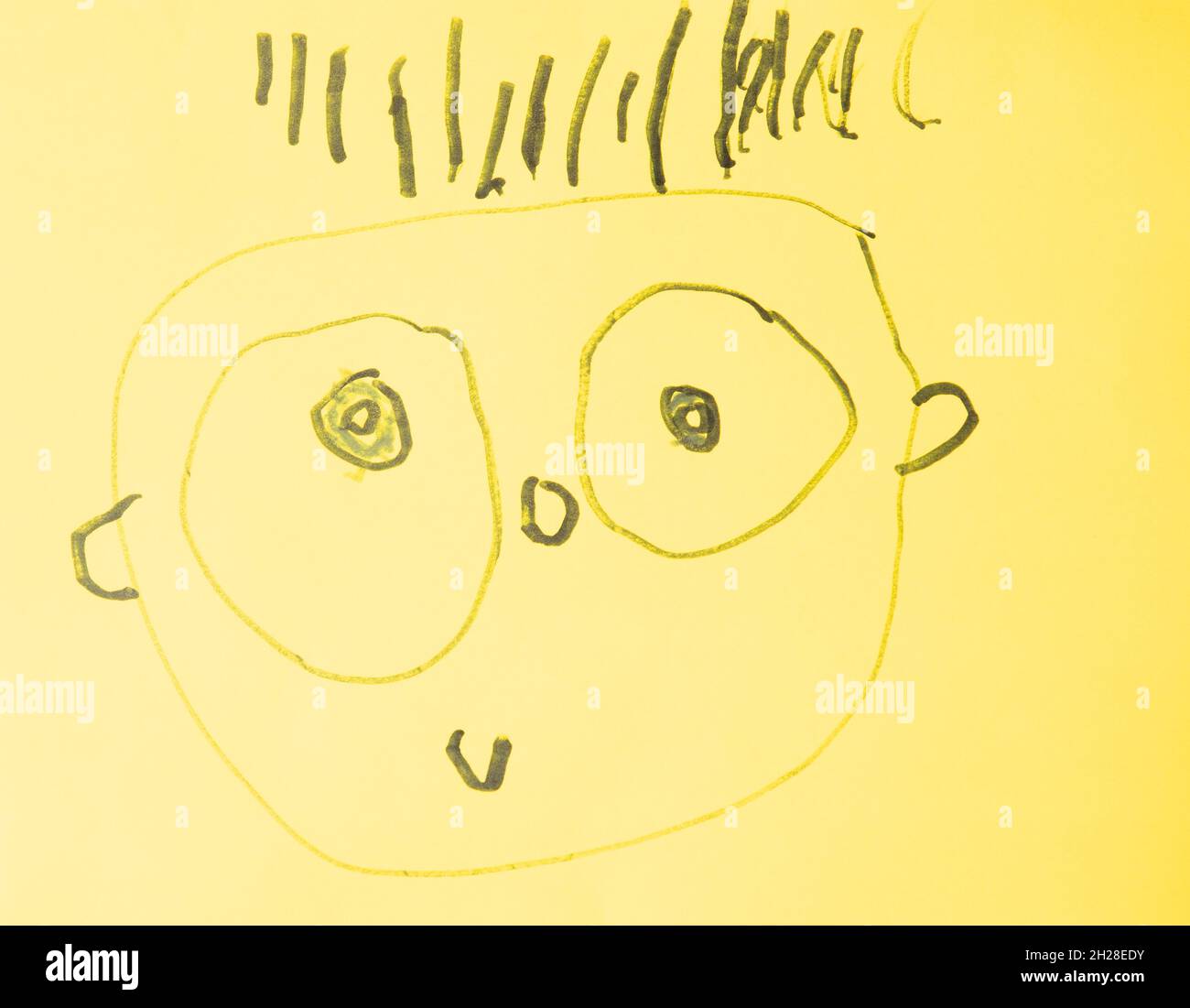 Education Preschool 4-5 year olds children's artwork depicting person, recognizable human figure Stock Photo