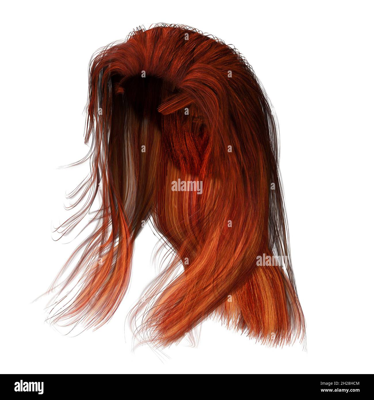 3d render, 3d illustration, fantasy long hair on isolated white ...
