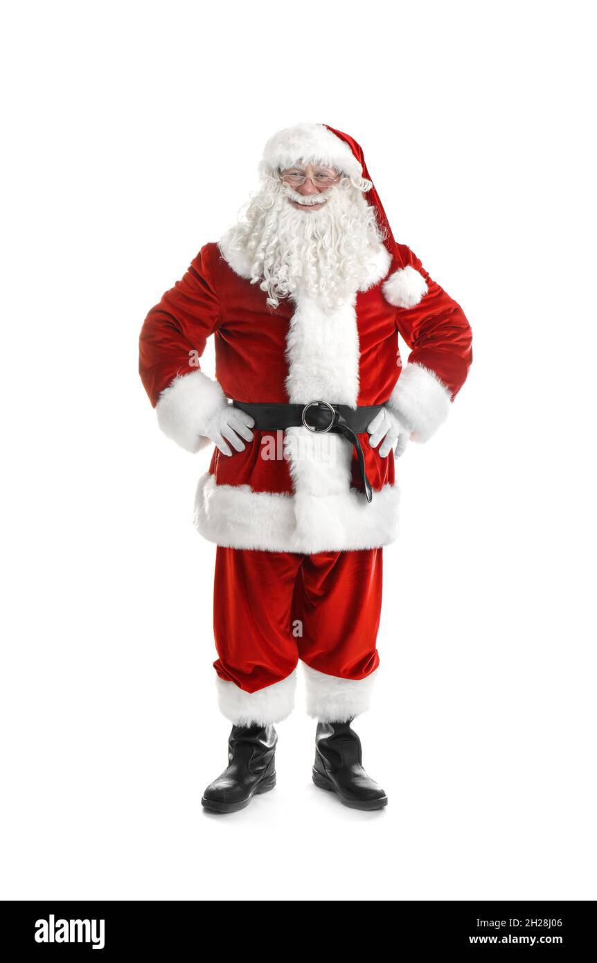 Authentic Santa Claus on white background Stock Photo - Alamy