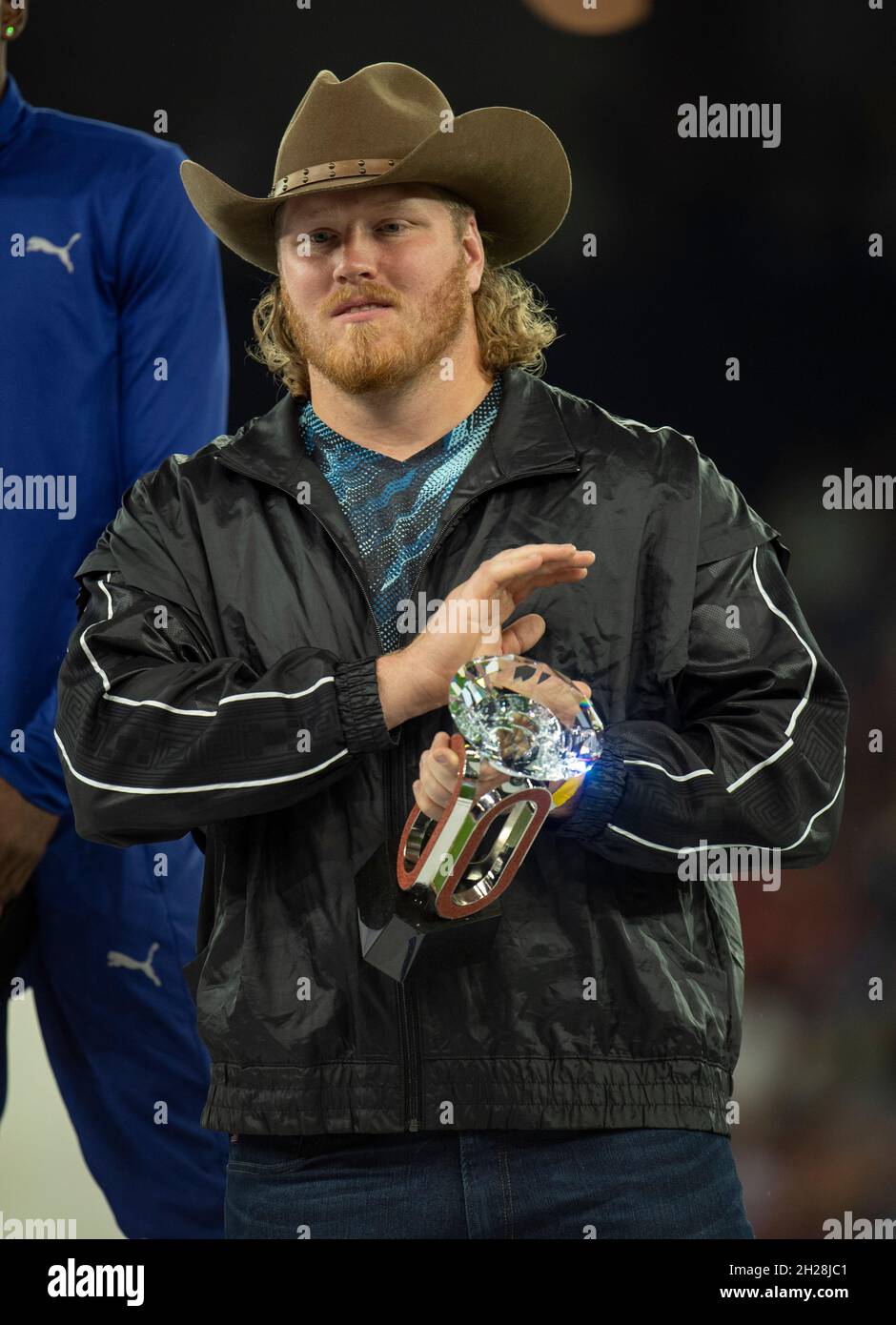 Ryan Crouser (USA) one of the Diamond League winners celebrate, during