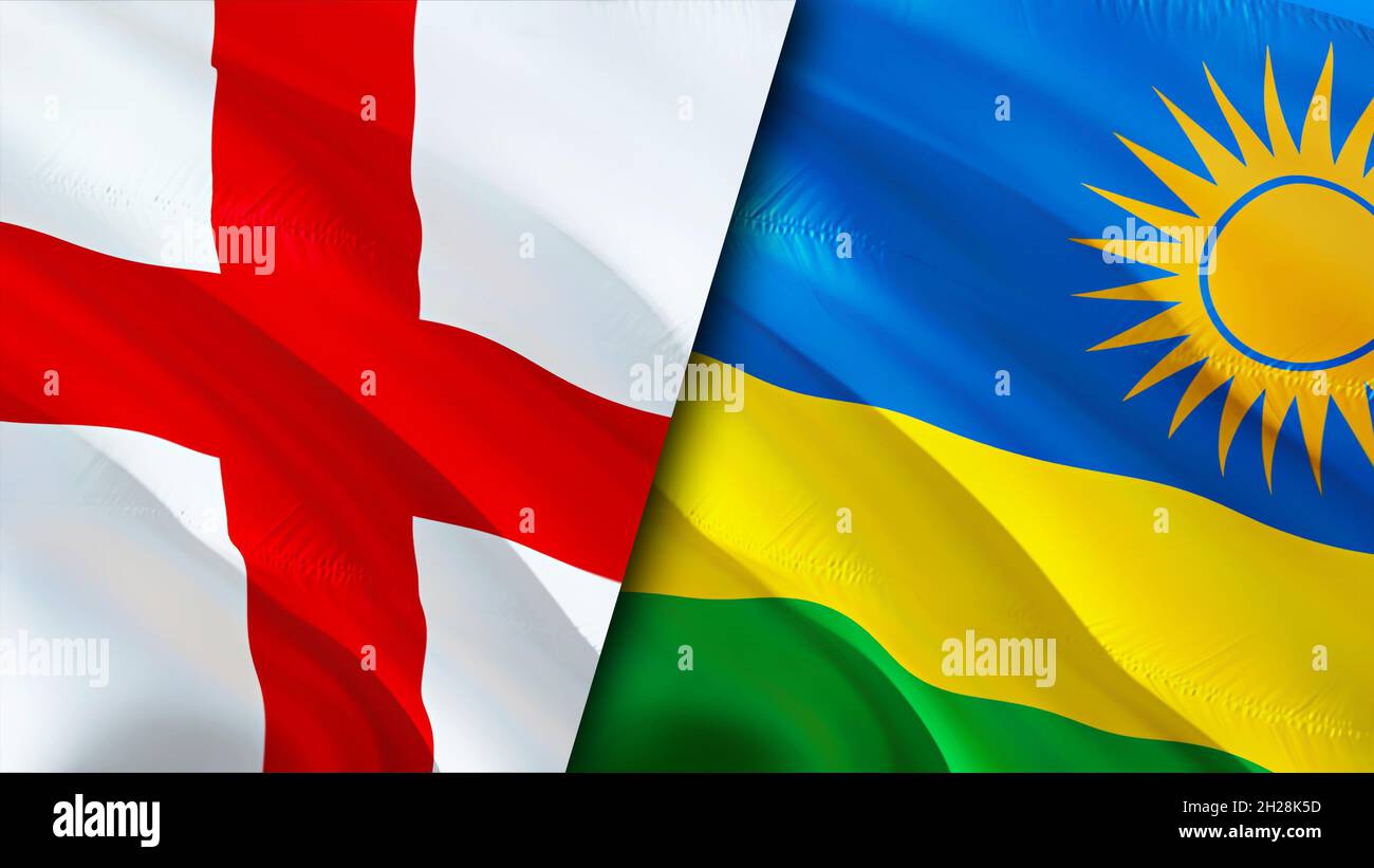 England And Rwanda England and Rwanda flags. 3D Waving flag design. Rwanda England flag ...