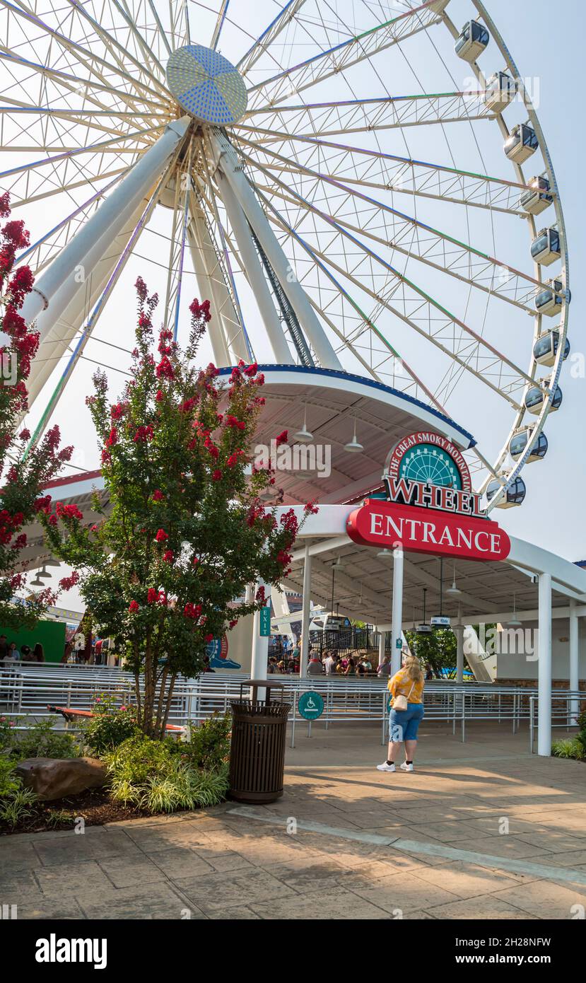 The Great Smoky Mountain Wheel ride attraction at The Island recreation center in Pigeon Forge, Tennessee Stock Photo