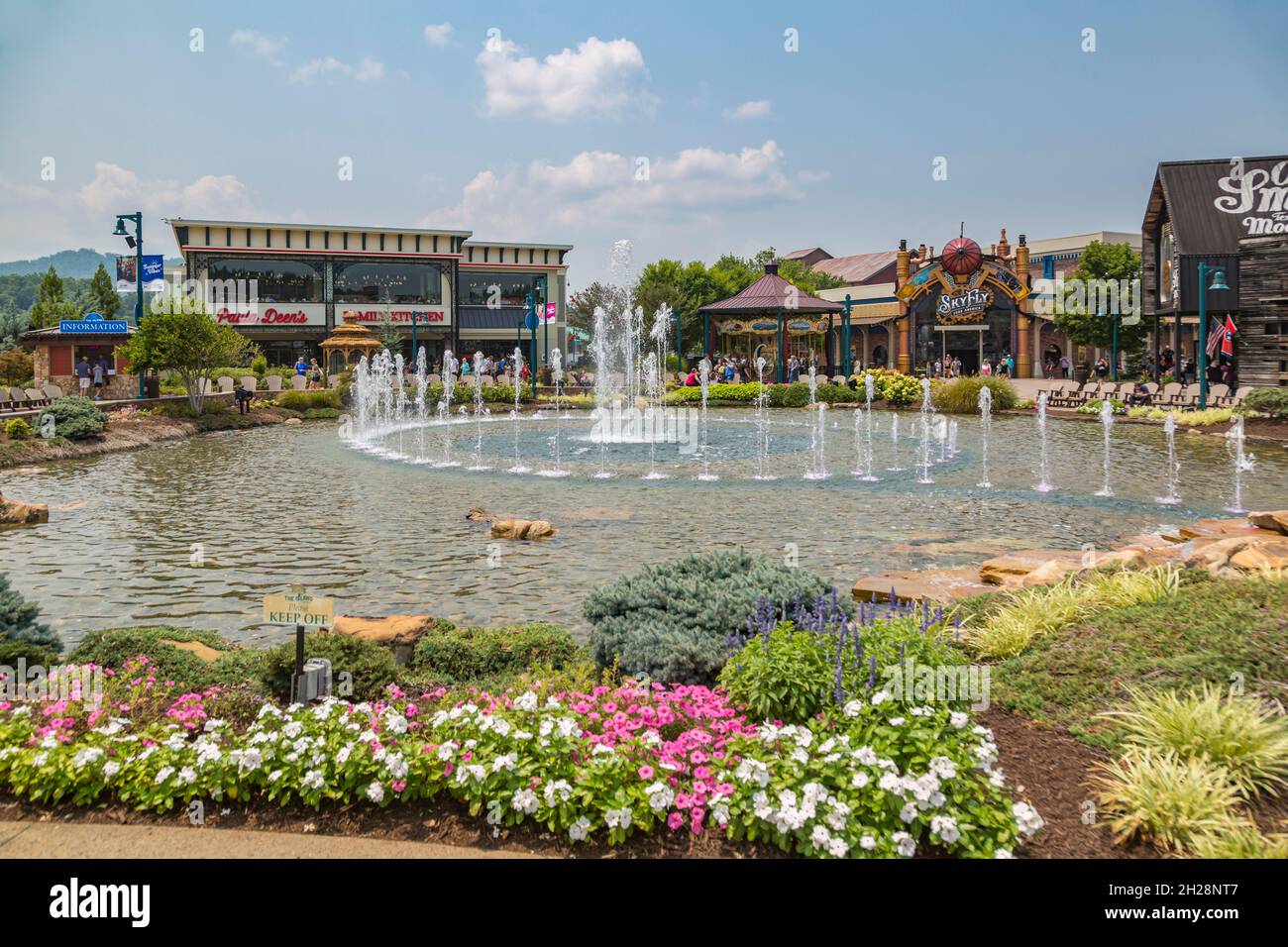Water fountain in front of Paula Deen's Family Kitchen restaurant at