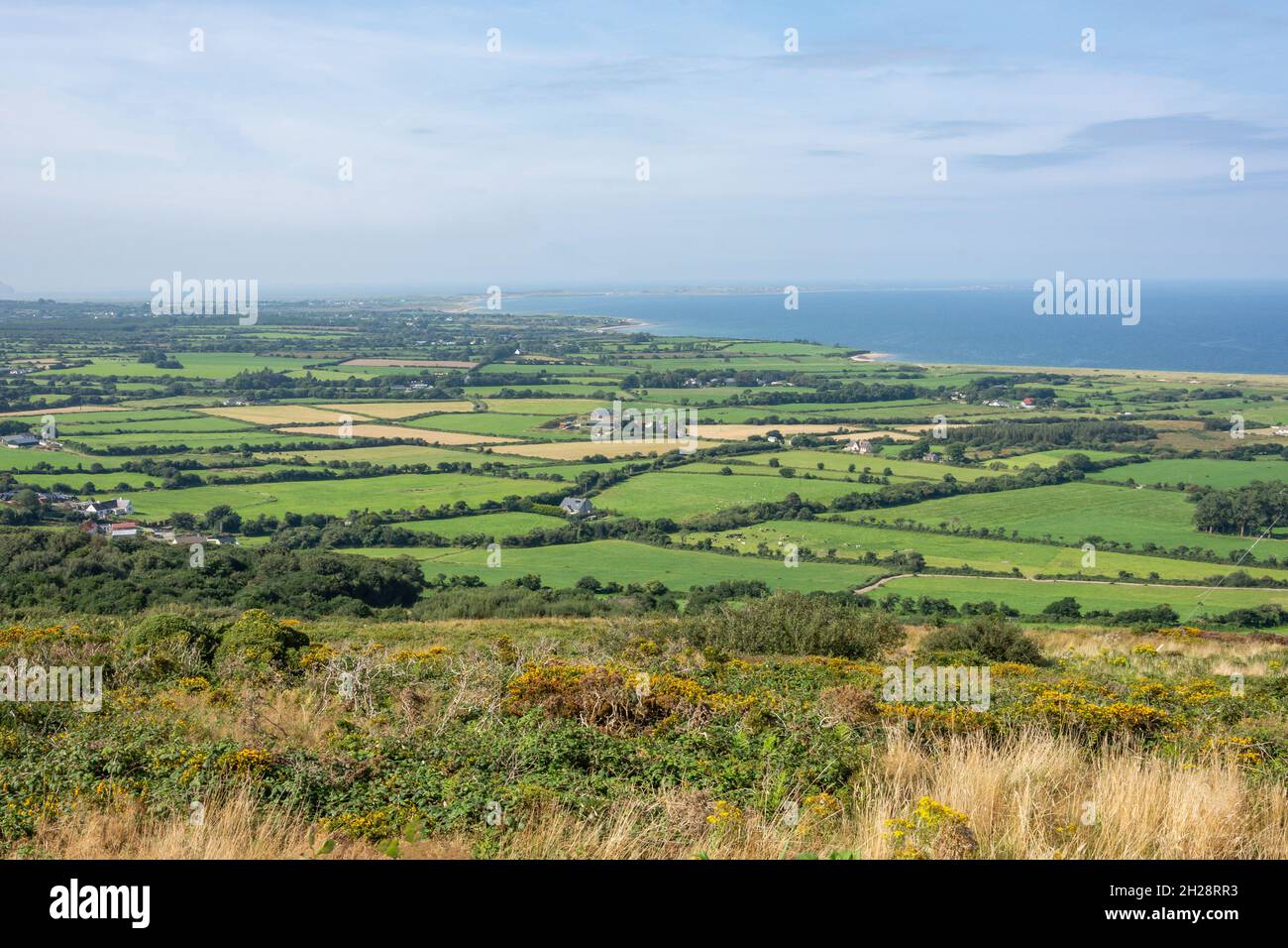 Panoramic view of countryside & coastline, Dingle Peninsula (Corca Dhuibhne), County Kerry, Republic of Ireland Stock Photo