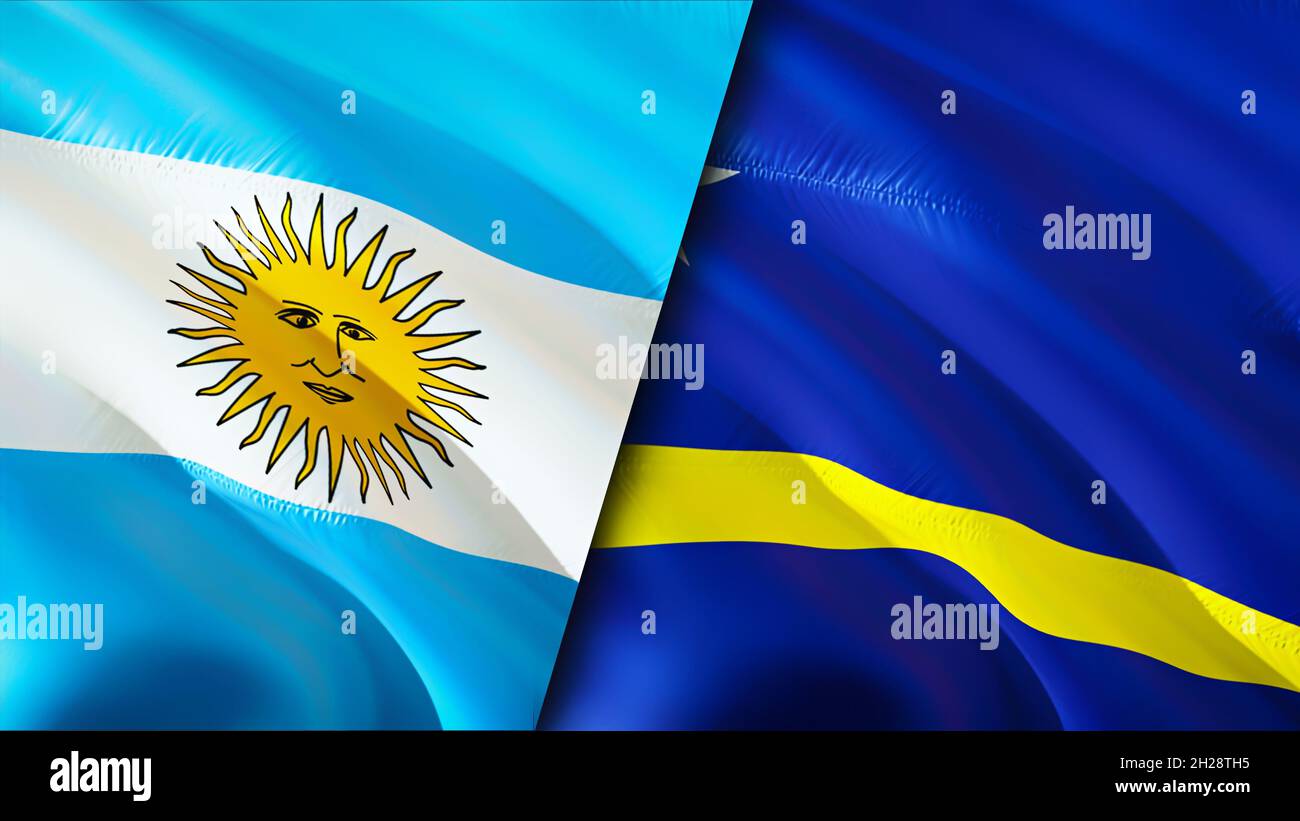 Argentina and Curacao flags. 3D Waving flag design. Argentina Curacao flag, picture, wallpaper. Argentina vs Curacao image,3D rendering. Argentina Cur Stock Photo