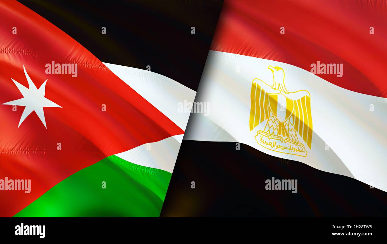 Fortolke Lake Taupo logik Jordan and Egypt flags. 3D Waving flag design. Egypt Jordan flag, picture,  wallpaper. Jordan vs Egypt image,3D rendering. Jordan Egypt relations allia  Stock Photo - Alamy