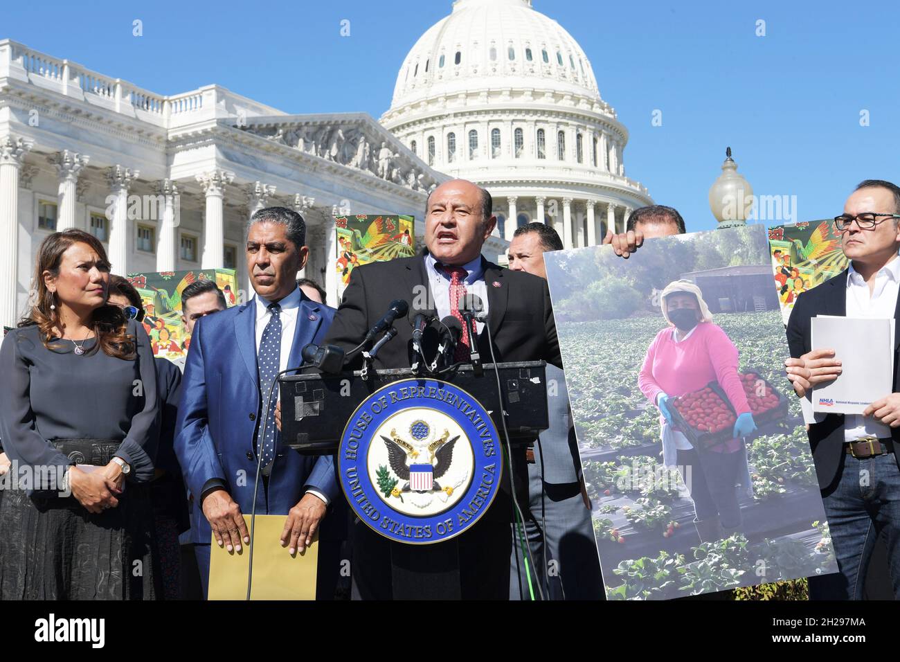 Washington Dc, United States. 20th Oct, 2021. US Representative, Lou Correa (D-CA) alongside other House members talk about Protection for Undocumented Communities during a press conference at House Triangle/Capitol Hill. (Photo by L Nolly/SOPA Images/Sipa USA) Credit: Sipa USA/Alamy Live News Stock Photo