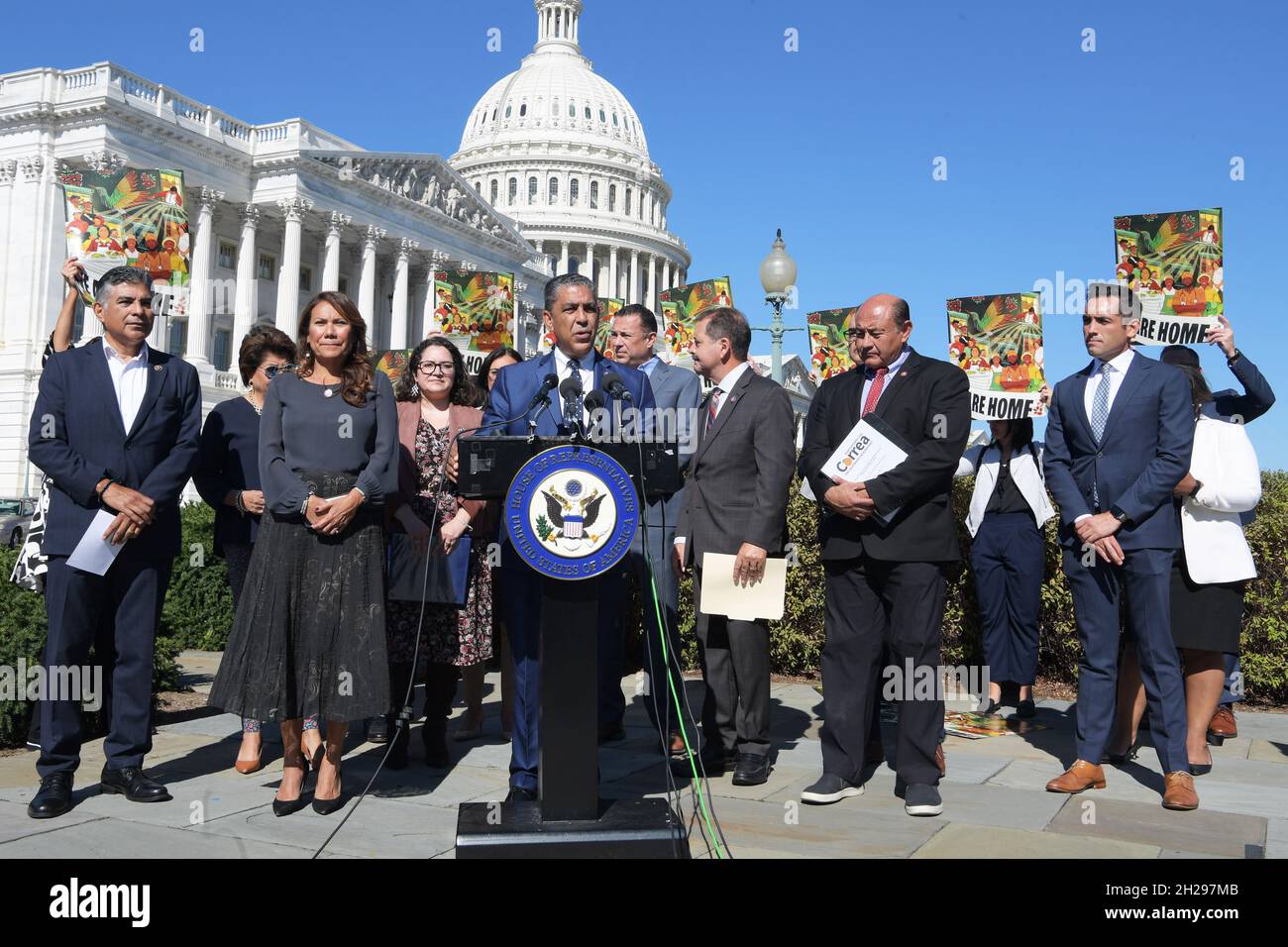 Washington Dc, United States. 20th Oct, 2021. US Representative, Adriano Espaillat (D-NY) alongside other House members talk about Protection for Undocumented Communities during a press conference at House Triangle/Capitol Hill. (Photo by L Nolly/SOPA Images/Sipa USA) Credit: Sipa USA/Alamy Live News Stock Photo