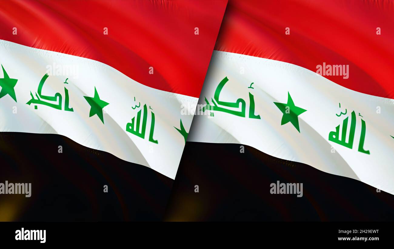 Iraq and Iraq flags. 3D Waving flag design. Iraq Iraq flag, picture