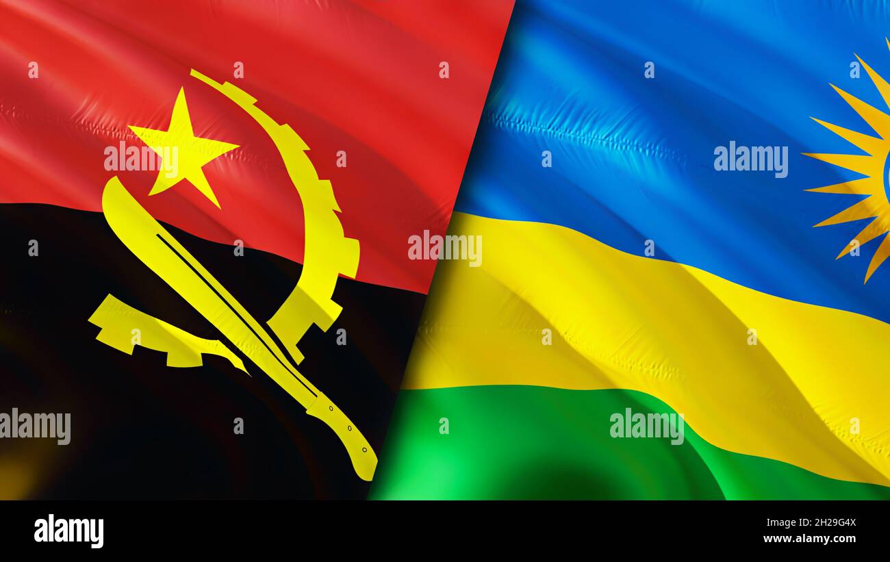Angola and Rwanda flags. 3D Waving flag design. Angola Rwanda flag ...
