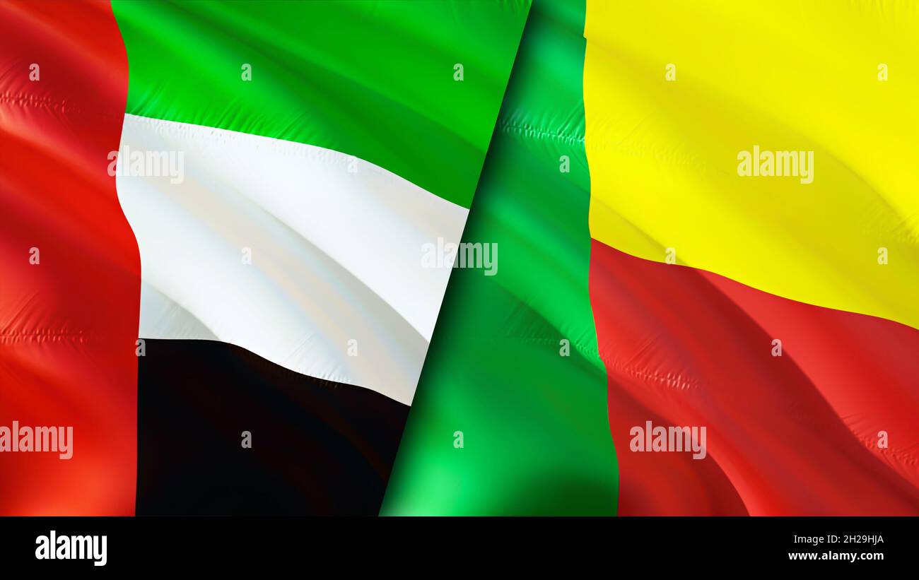Emirates and Benin flags. 3D Waving flag design. Benin United Arab Emirates  flag, picture, wallpaper. UAE vs Benin image,3D rendering. United Arab Emi  Stock Photo - Alamy