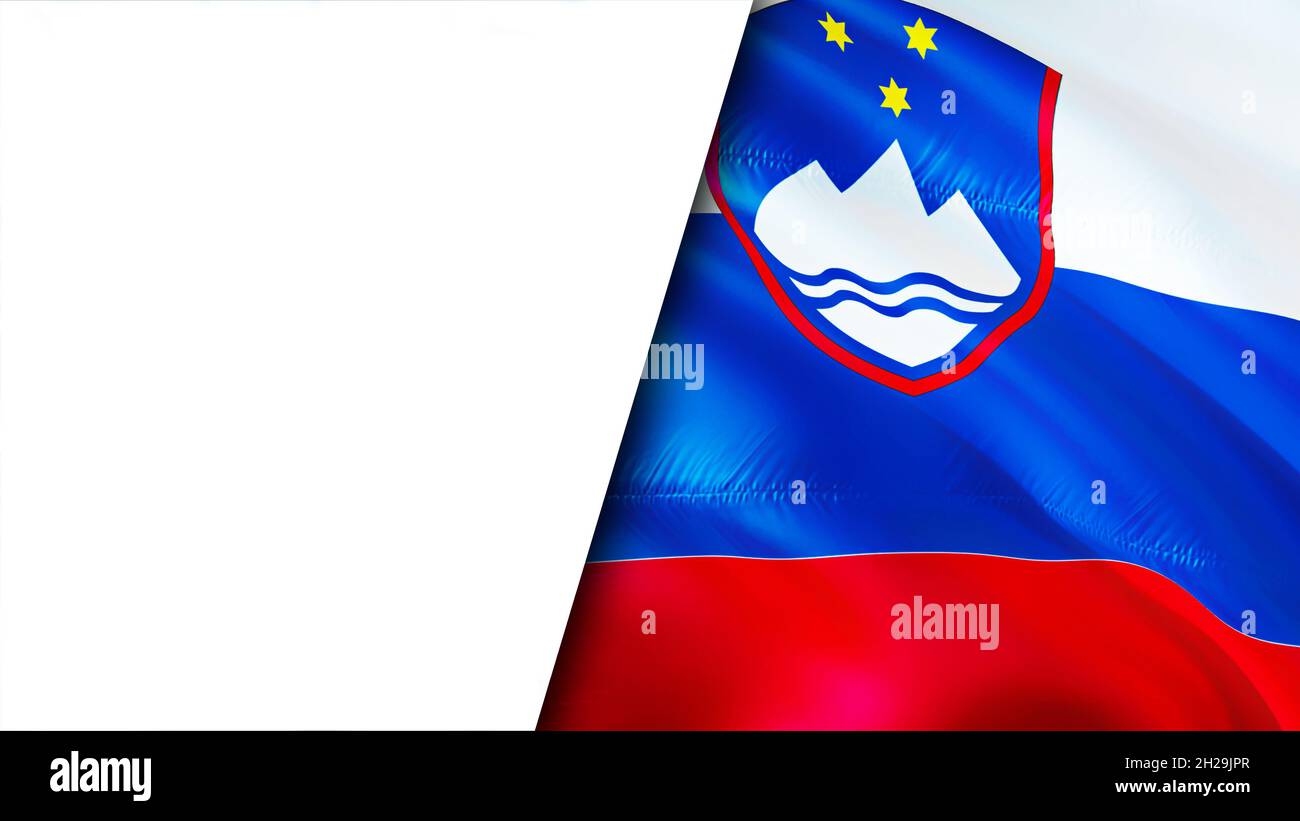 White background and Slovenia flags. 3D Waving flag design. Slovenia ...