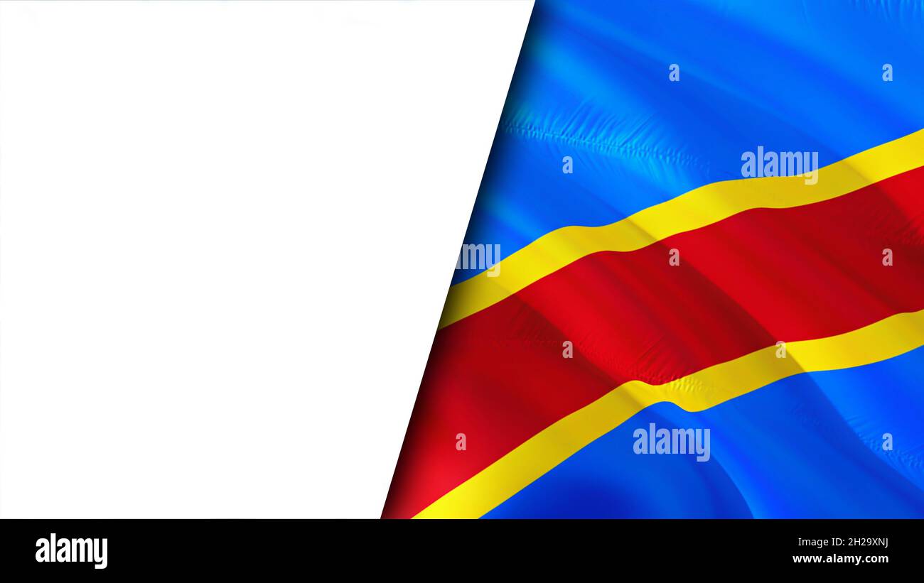 White background and DR Congo flags. 3D Waving flag design. DR Congo ...