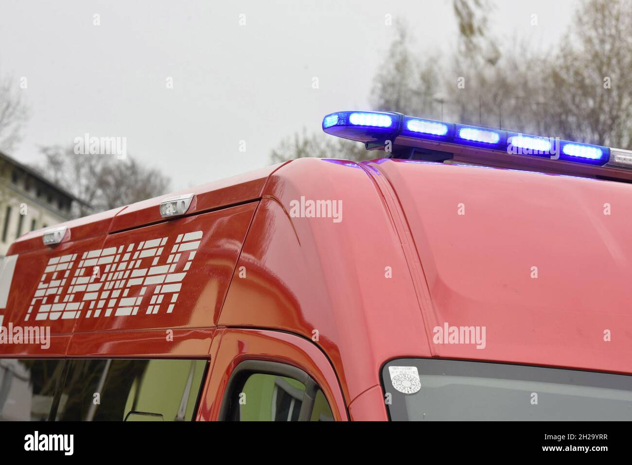 Feuerwehr-Fahrzeug in Oberösterreich, Österreich, Europa - Fire brigade vehicle in Upper Austria, Austria, Europe Stock Photo