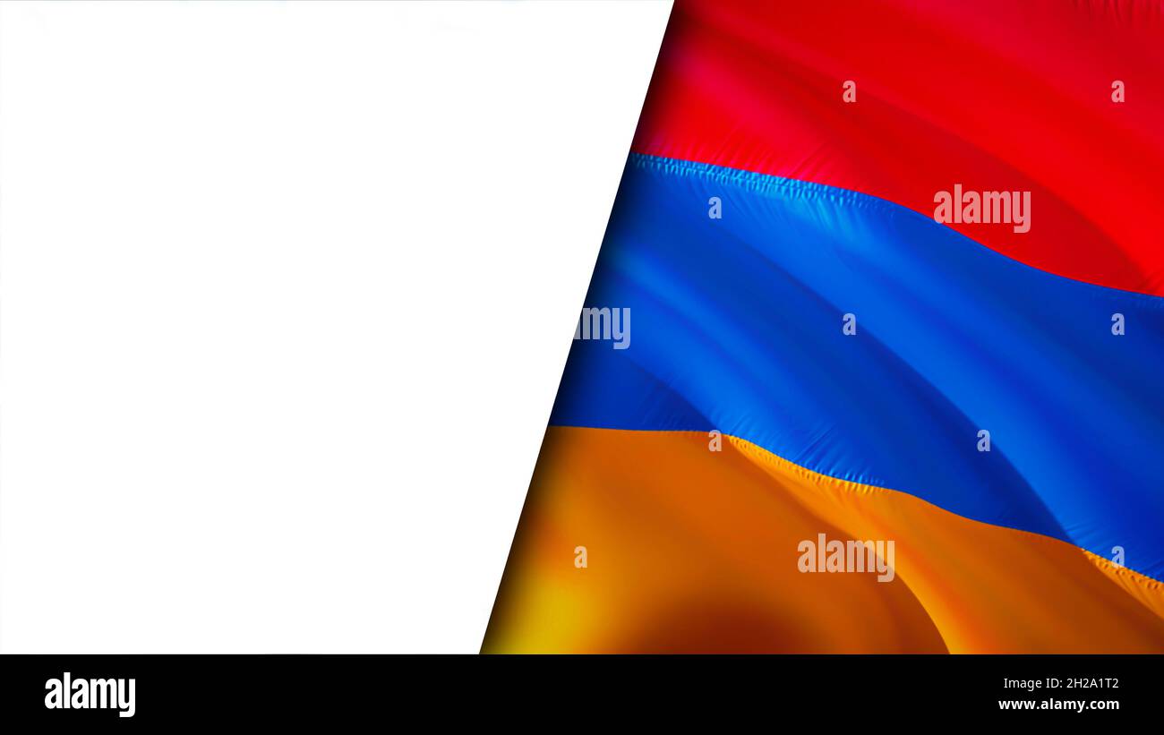 White background and Armenia flags. 3D Waving flag design. Armenia ...