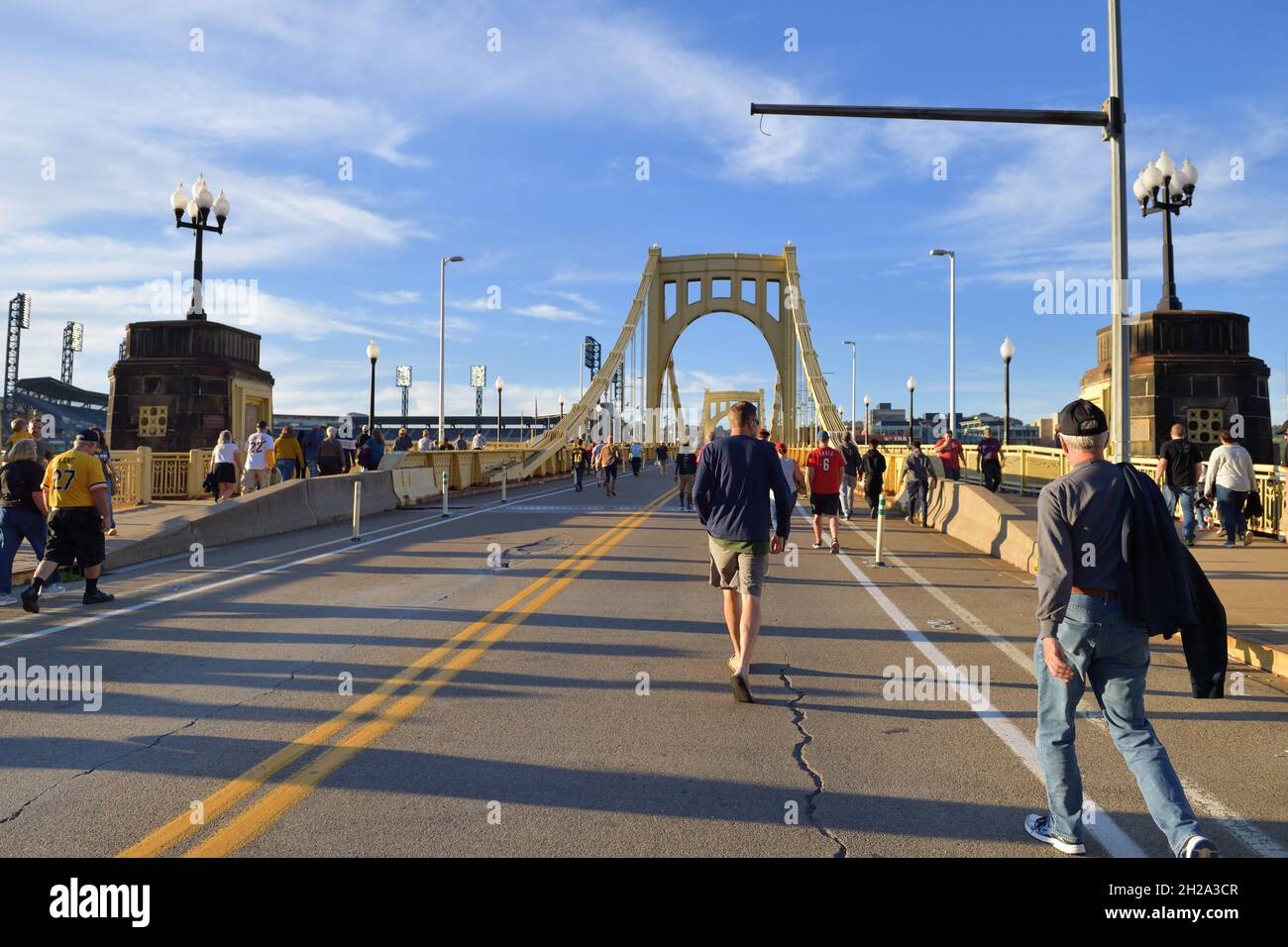 The Roberto Clemente Bridge leads Grilli and Pirates fans to PNC Park in  downtown Pittsburgh.