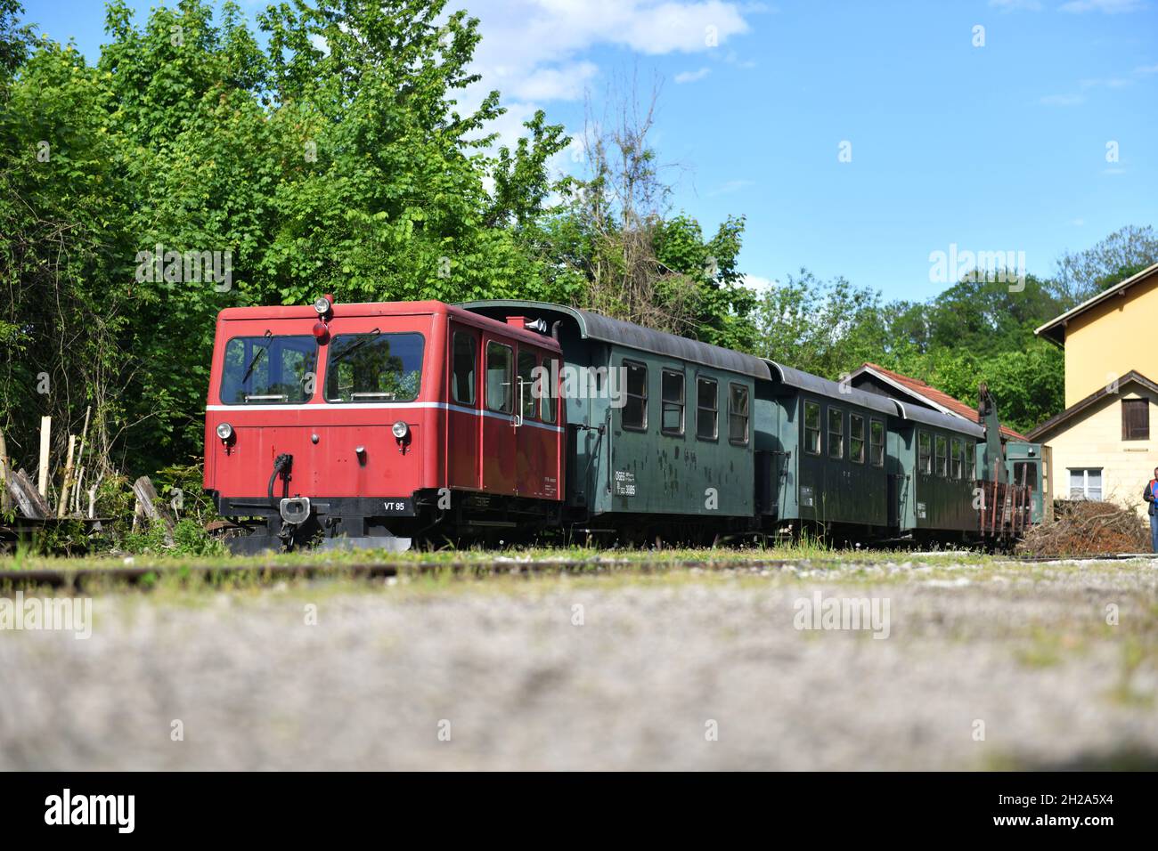 Historische Steyrtal-Bahn und Bahnhof Steyr, Österreich, Europa - Historic Steyrtal Railway and Steyr Station, Austria, Europe Stock Photo
