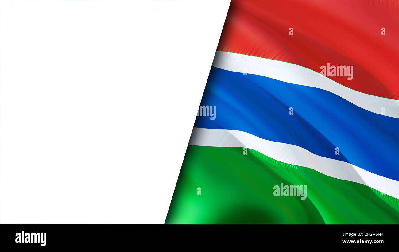 White background and Gambia flags. 3D Waving flag design. Gambia White ...