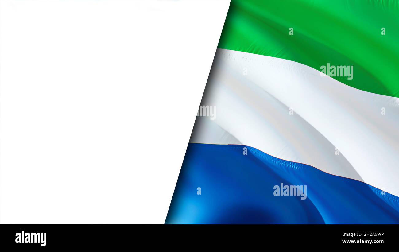 White background and Sierra Leone flags. 3D Waving flag design. Sierra ...