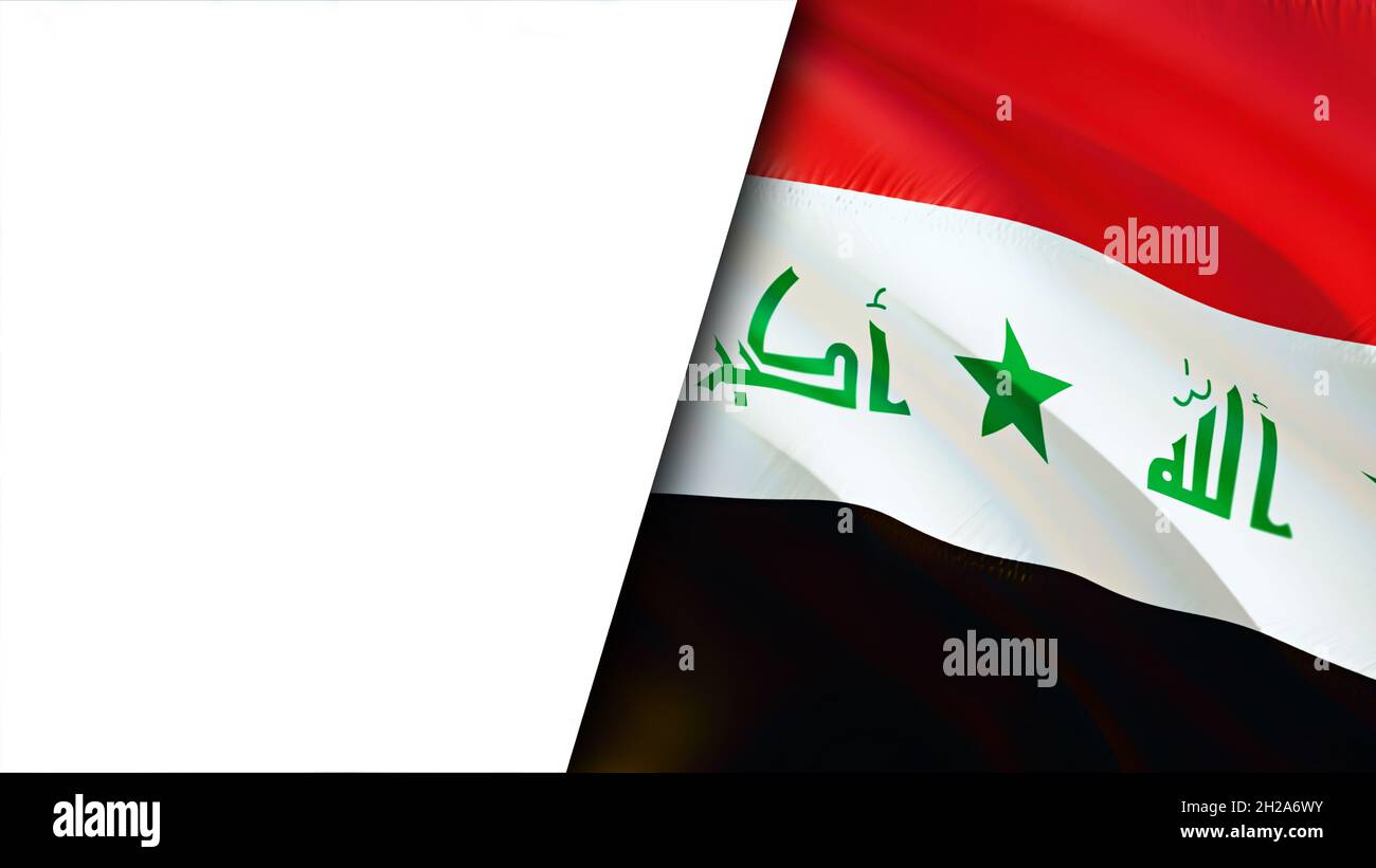 White Iraqi White background and Iraq flags. 3D Waving flag design. Iraq White ...