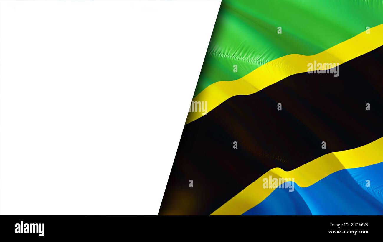 White background and Tanzania flags. 3D Waving flag design. Tanzania ...