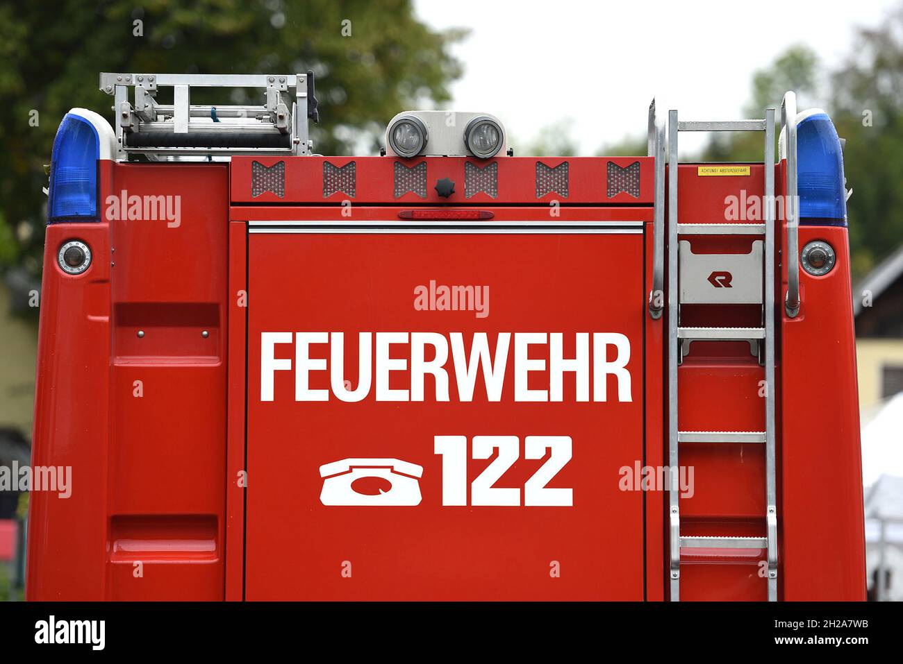 Treffen von Feuerwehr-Fahrzeugen im Salzkammergut (Oberösterreich) - Meeting of fire brigade vehicles in the Salzkammergut (Upper Austria) Stock Photo