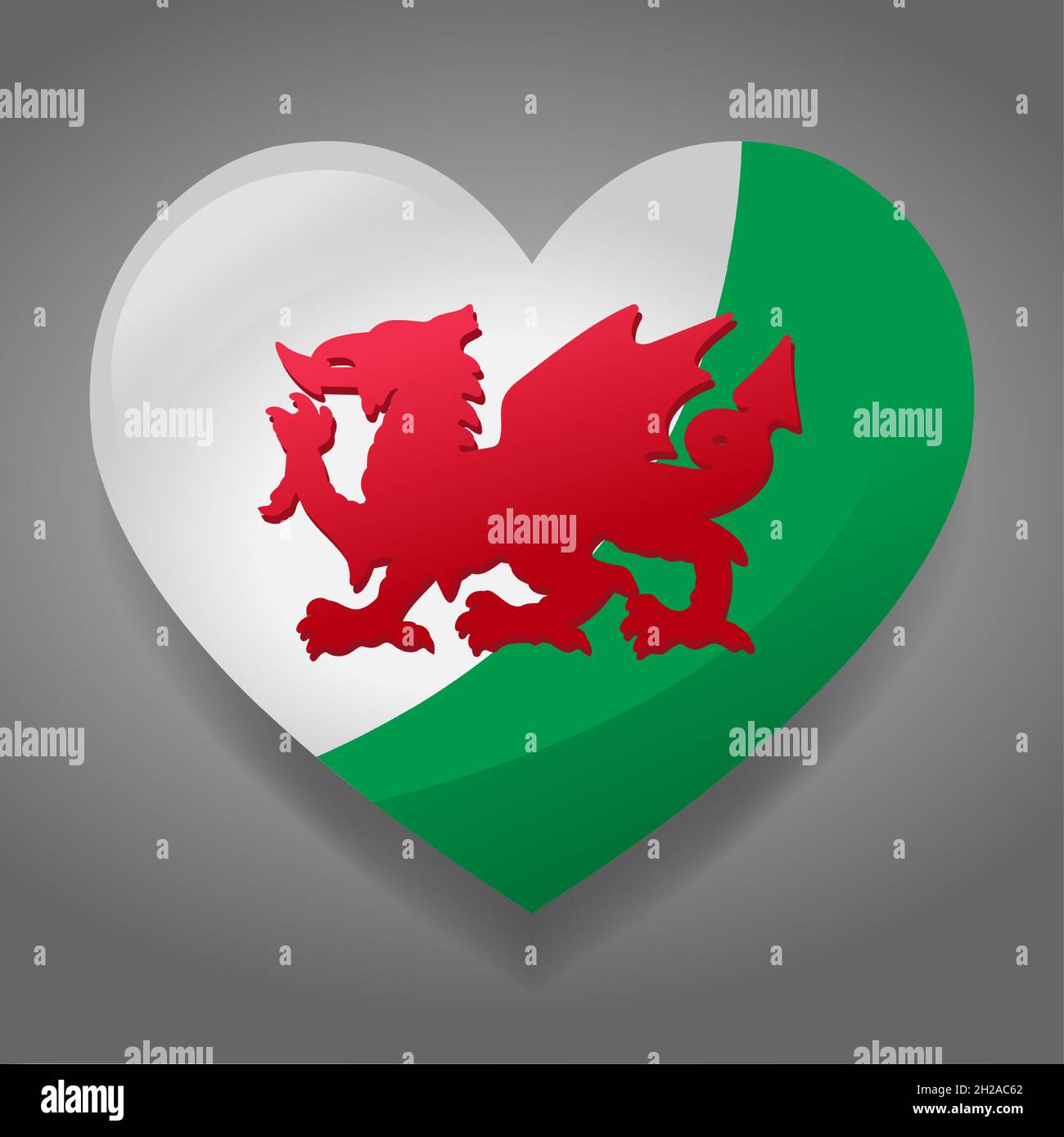 heart with wales flag vector symbol illustration Stock Vector